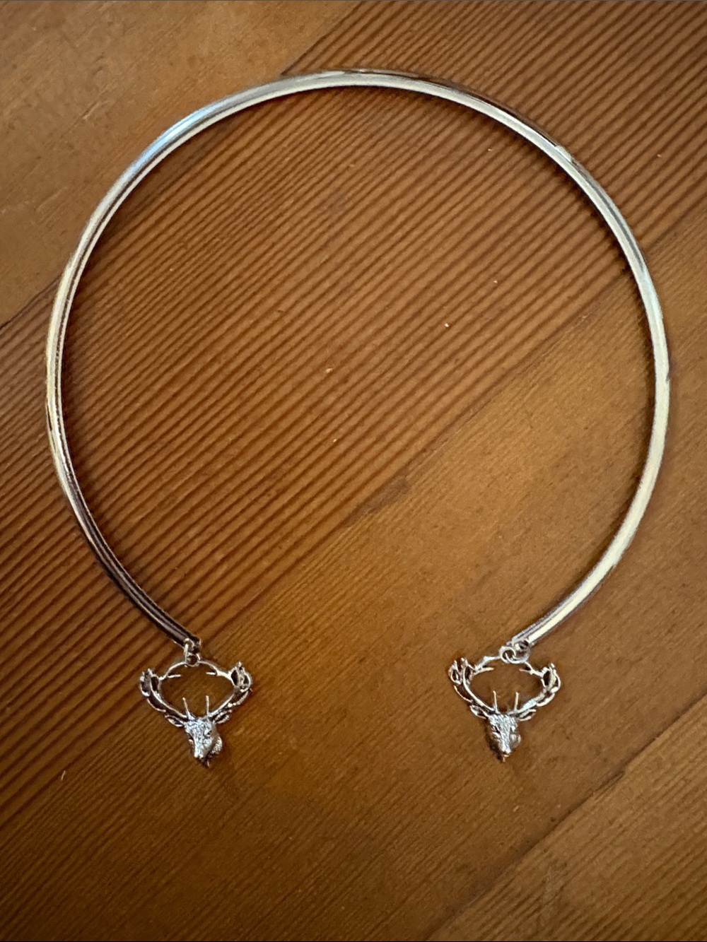 Hand-Crafted Silver Deer Antler Open Collar Necklace - Women Jewelry - Picture 2 of 3